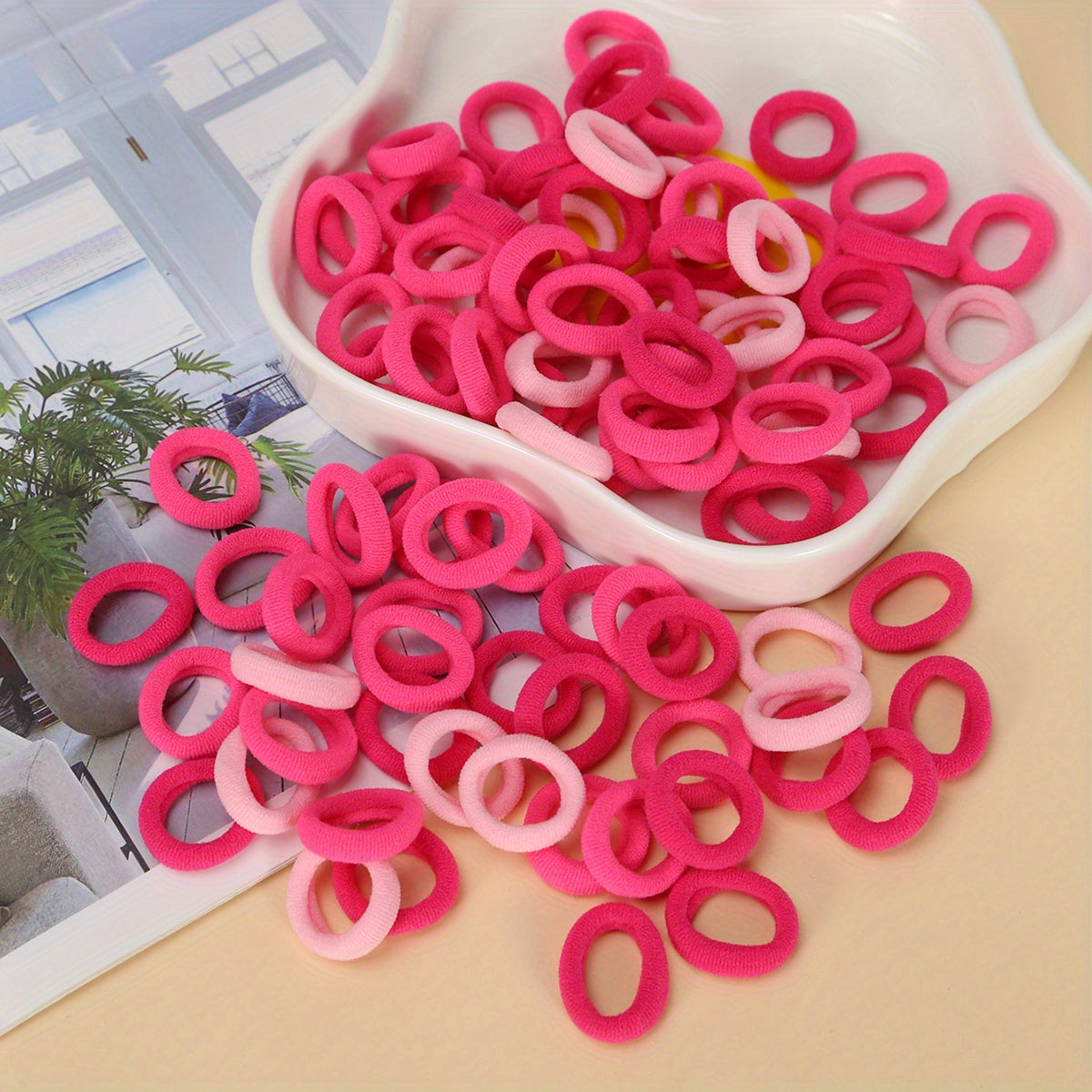100pcs Solid Hair Ties Thick Stretchy Rubber Bands Ponytail Holder