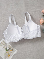  Bra Women's Plus Floral Lace Tassel Molded Cup Full Cover Comfort Bra