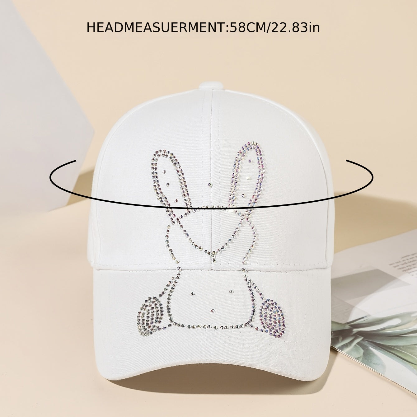 Rhinestone Bunny Baseball Cap Women Adjustable Sports Sun Hat Dad Hats