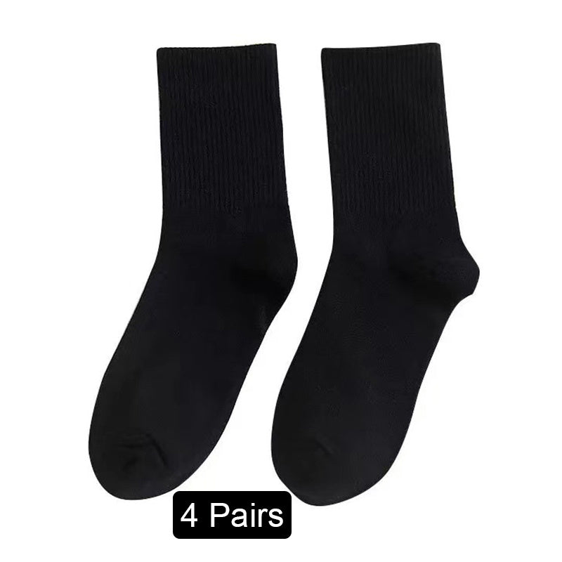 4 pairs Women's Essential & Cotton Blend Mid Tube Socks Pack