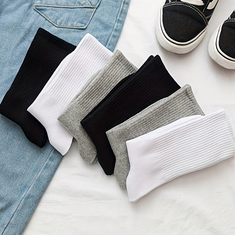 6 Pairs Breathable Mid Tube Women's Socks