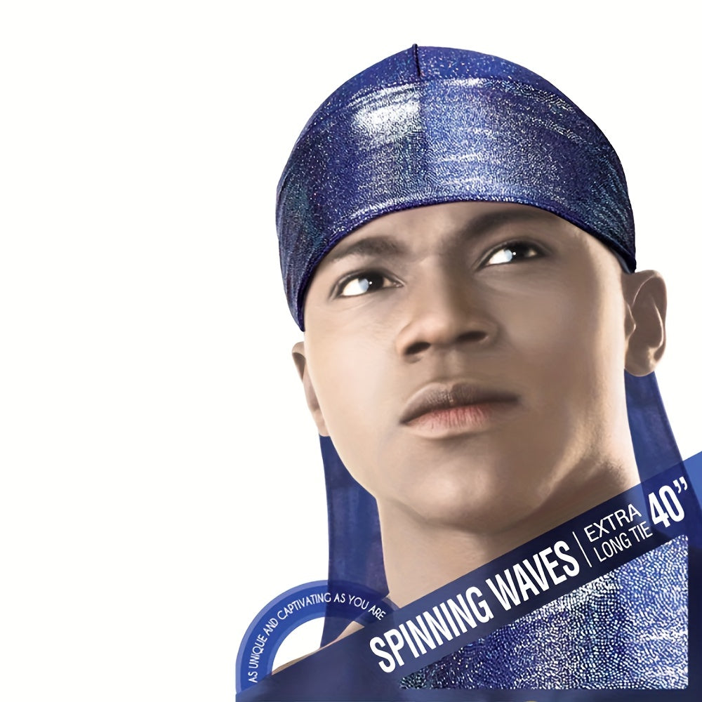 Metallic Silky Durag Spinning Waves Extra Long Tie
