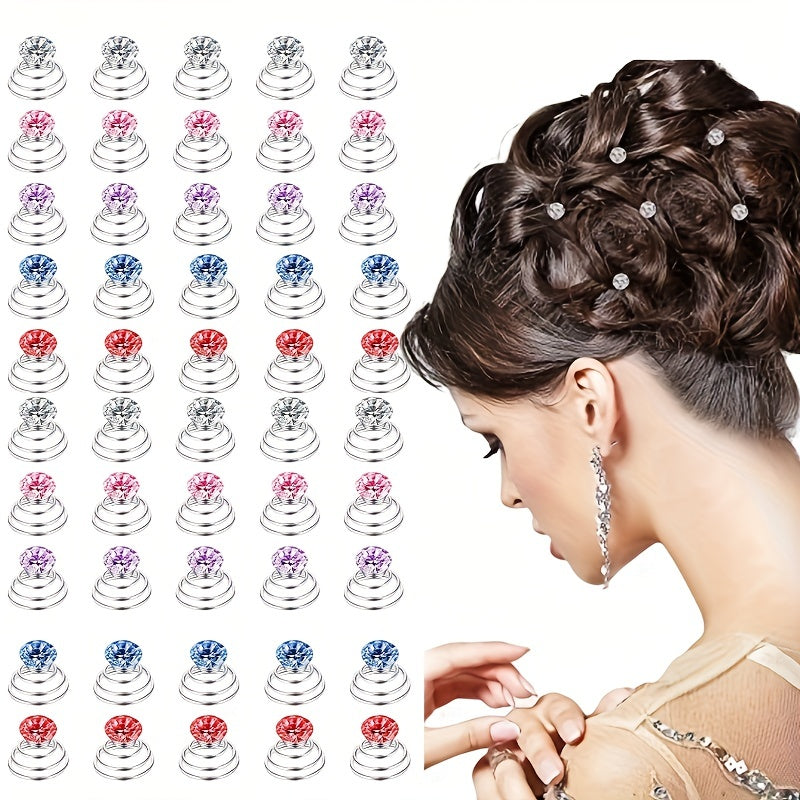 12pcs Rhinestone Spiral Hair Clip for Wedding Bridal Prom Party