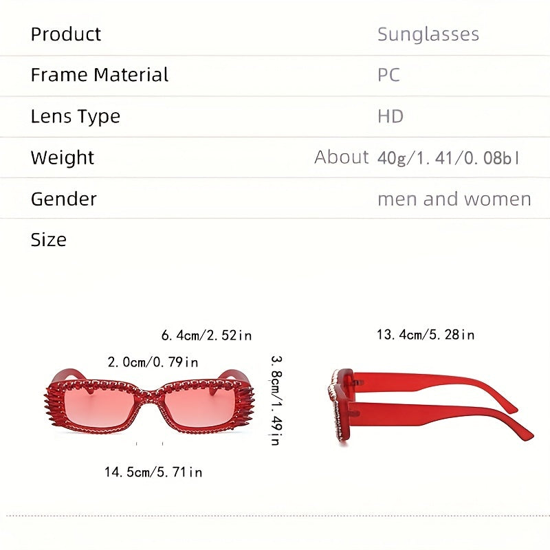 Y2K Rhinestone Square Sunglasses For Women UV400 Sun Shades