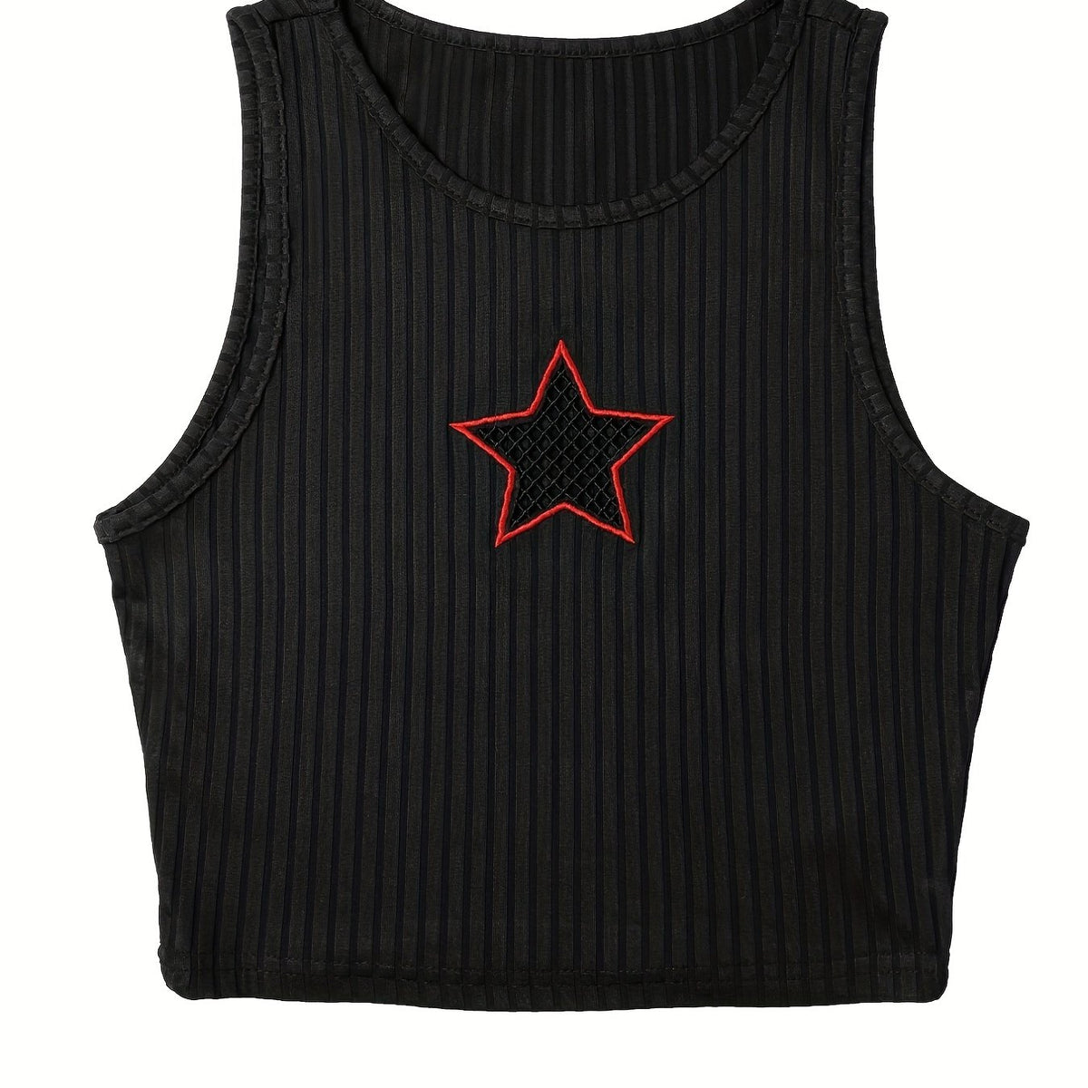 Star Pattern Crop Tank Top Sleeveless Casual Summer Women's Clothing