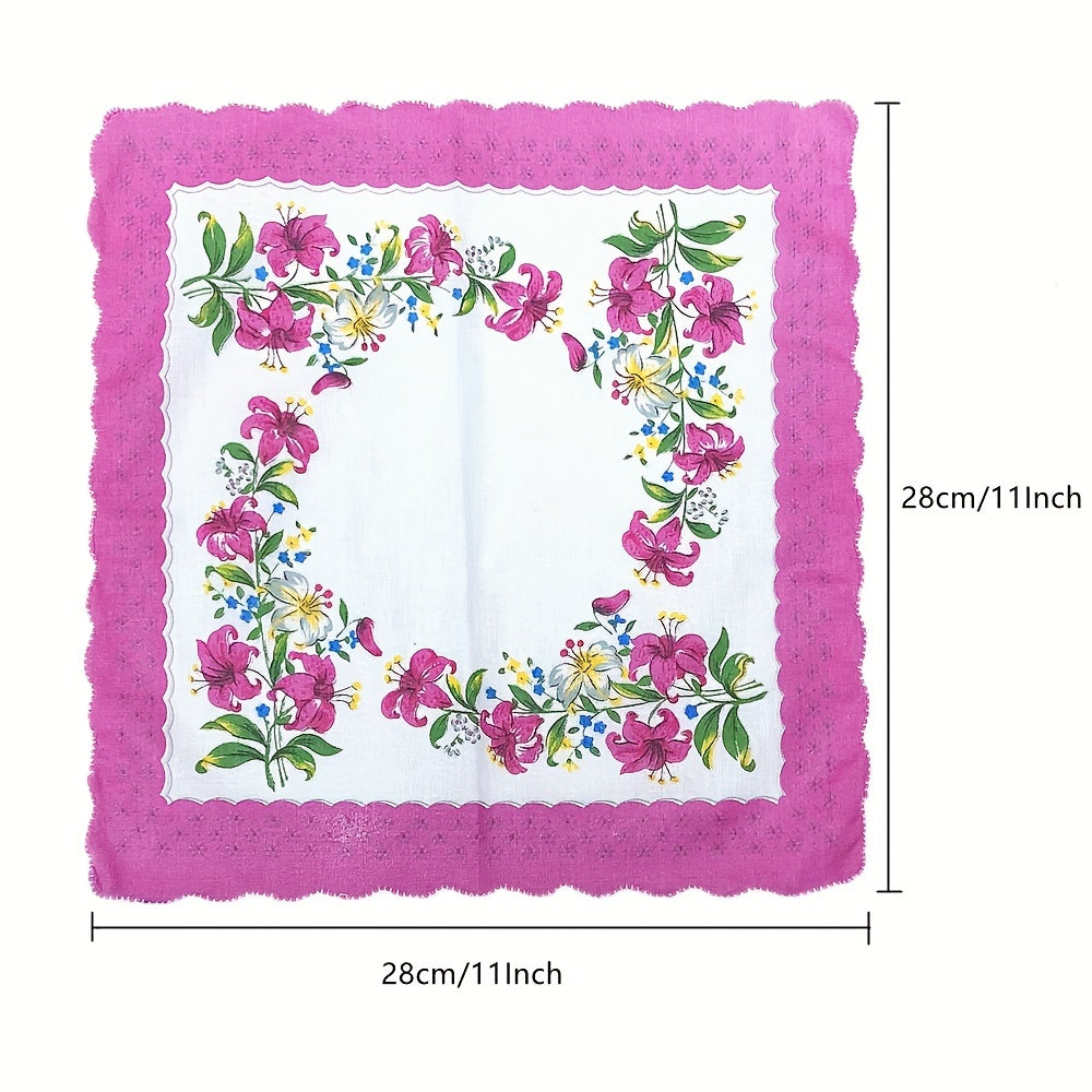 6pcs Classic Flower Handkerchief Lady Hanky Mix