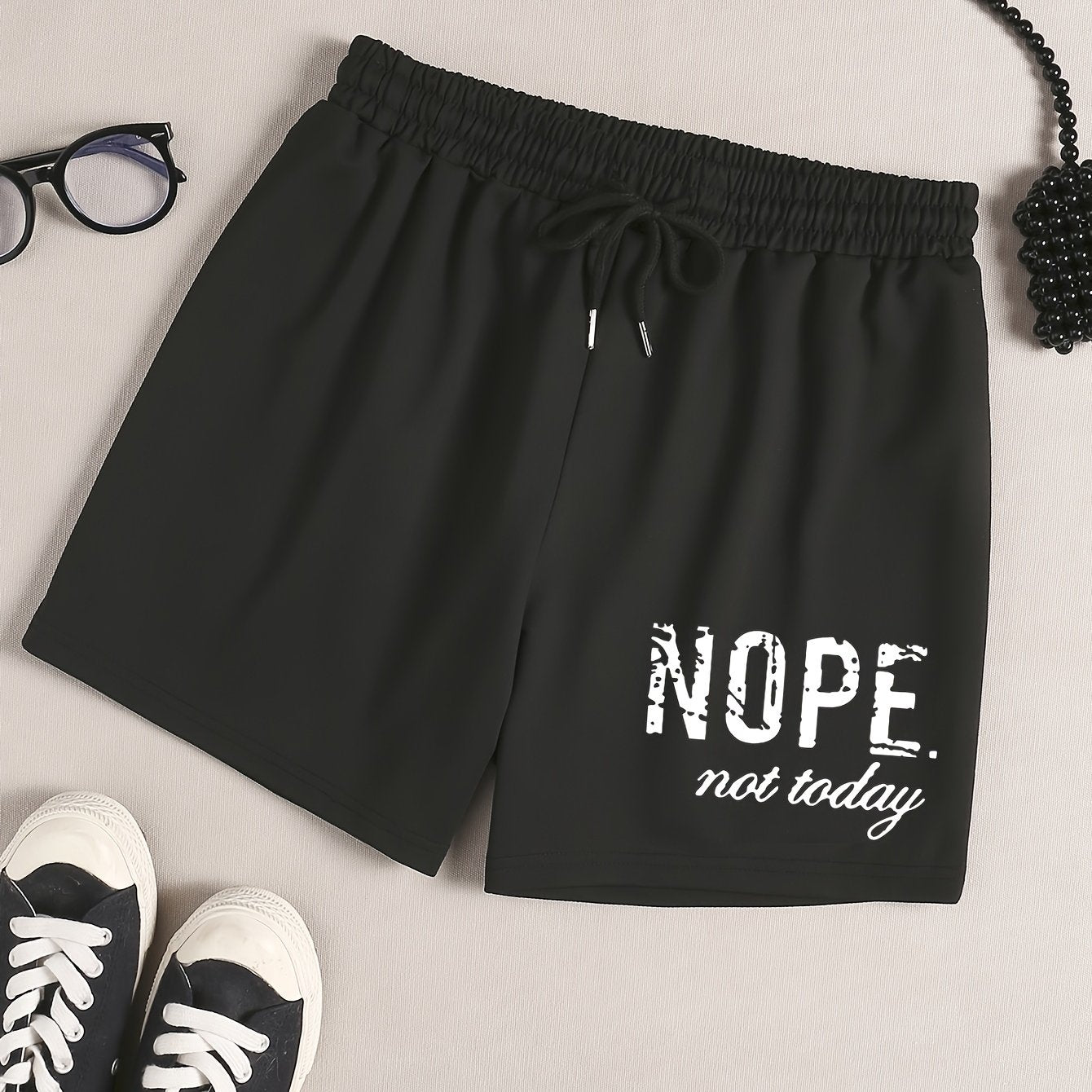  Slogan Print Home Wear Shorts