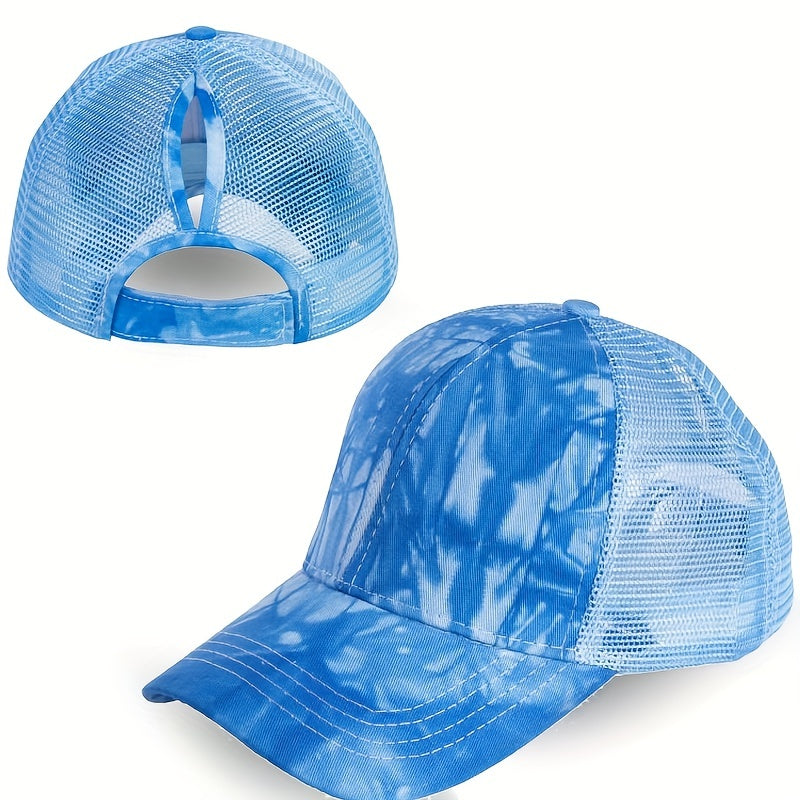 Tie Dye Ponytail Baseball Cap Mesh Trucker Hat Hip Hop Dad Hats Summer Sun Cap