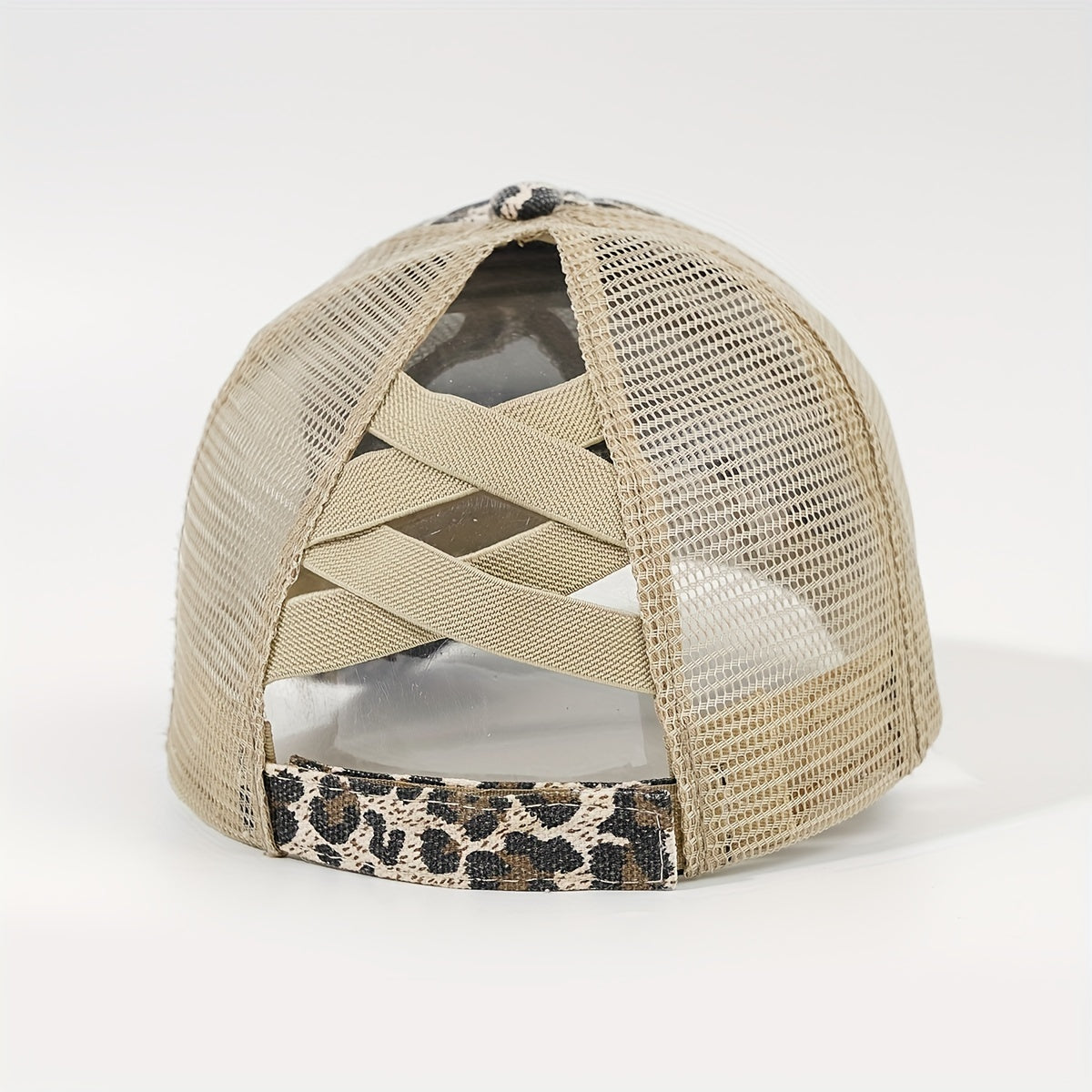 Leopard Print Ponytail Trucker Hat Dad Cap for Women