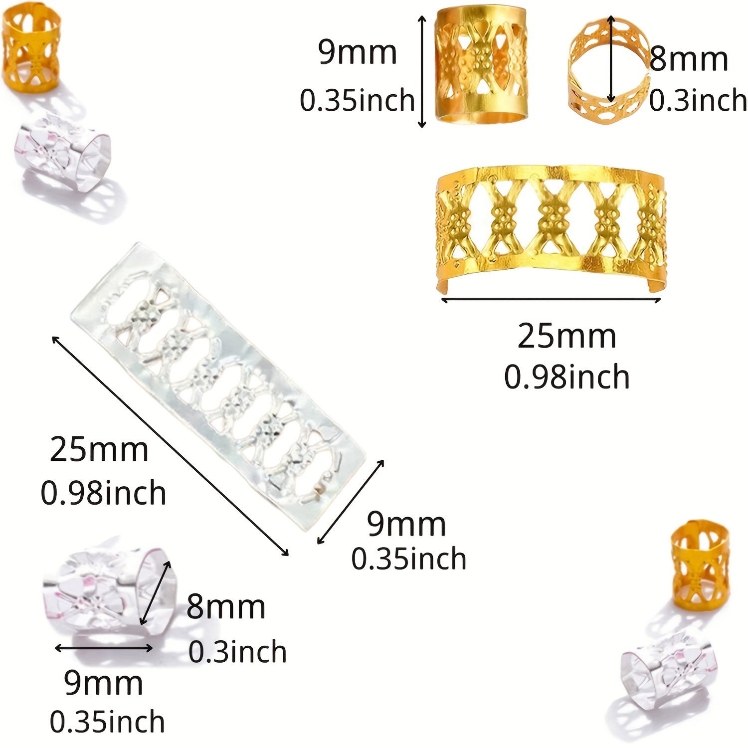 Colorful Dreadlock Hair Ring Metal Hair Styling Accessories