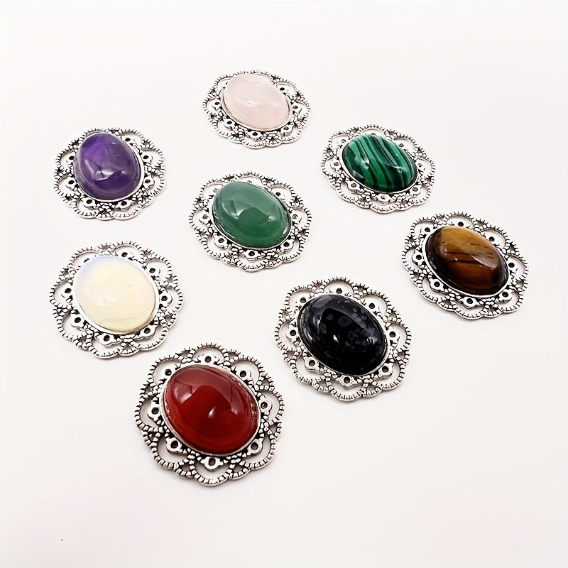 Vintage Boho Style Natural Crystal Stone Alloy Pendants