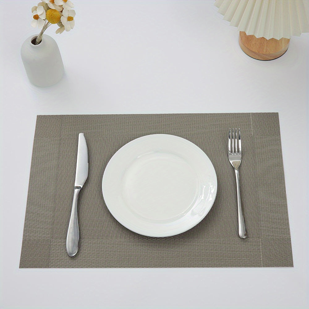4pcs Single Frame Corners Placemat PVC Teslin Woven Table Mat