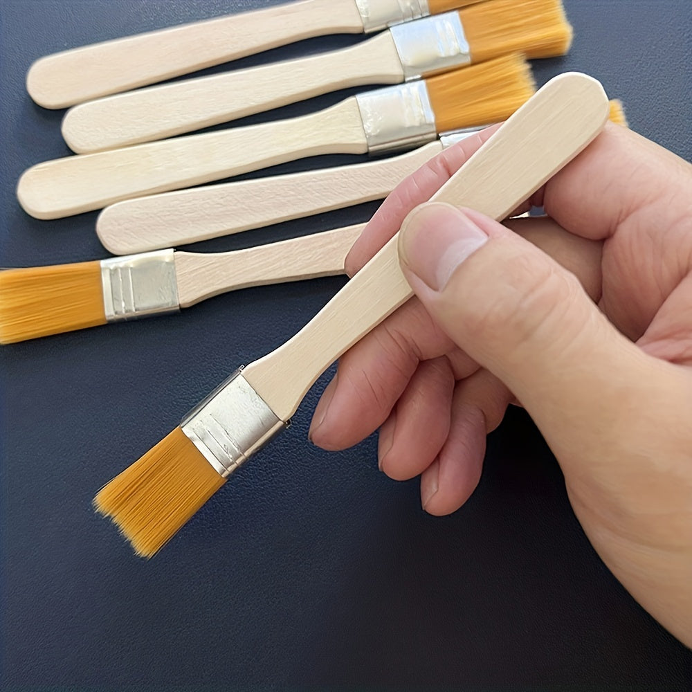 6pcs Nylon Paint Brush Short Wooden Rod Art Supplies