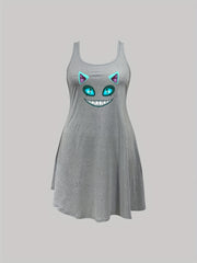  Cat Devil Print Sleep Dress