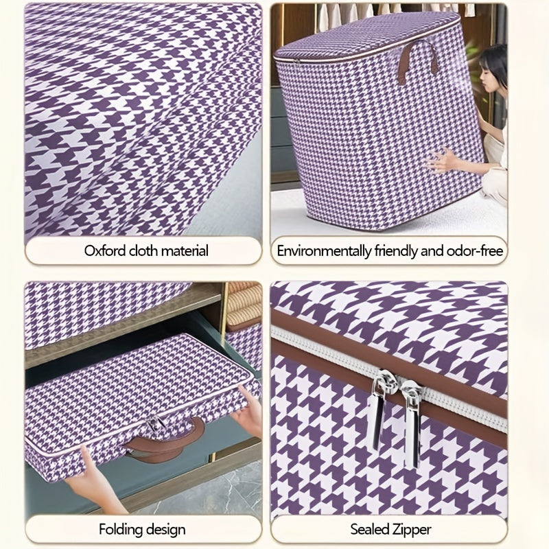 Purple Houndstooth Pattern Storage Bag