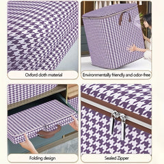 Purple Houndstooth Pattern Storage Bag