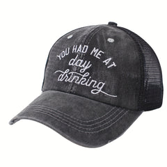 Distressed Trucker Hat Ponytail Baseball Cap Embroidery Washed Dad Hats