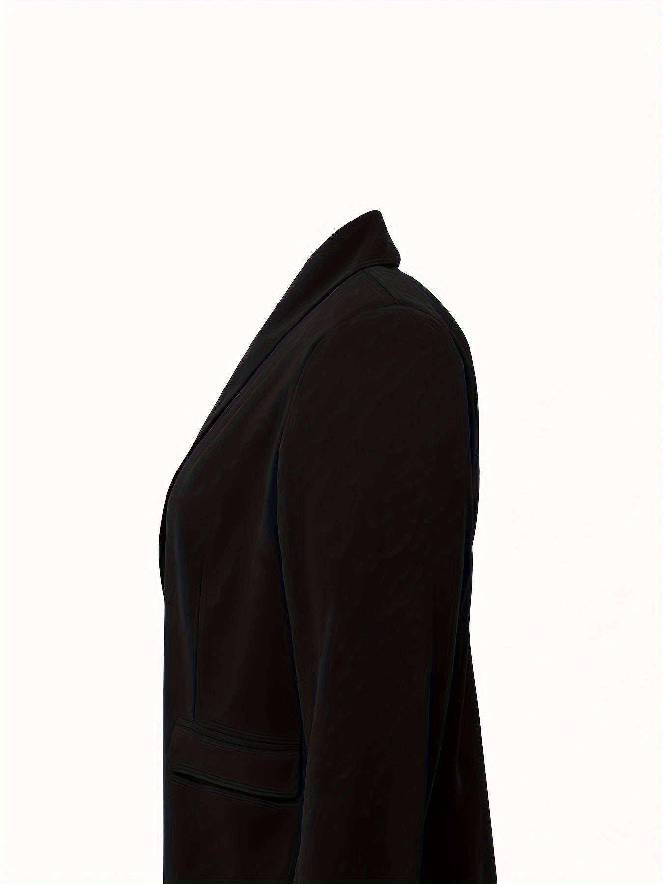  Solid Fuzzy Trim Long Sleeve Casual Blazer