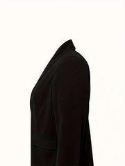  Solid Fuzzy Trim Long Sleeve Casual Blazer