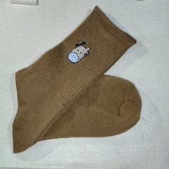 5 Pairs Cow Print Socks Women's Mid Tube Stockings