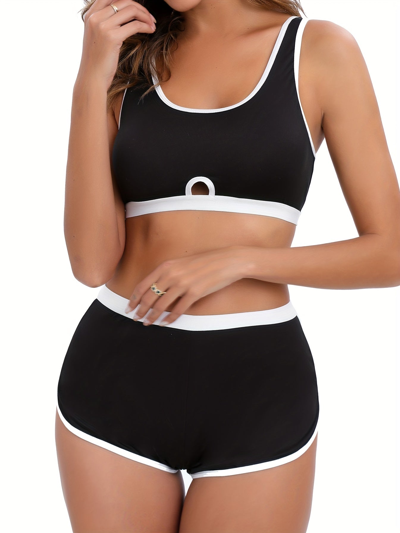 Colorblock Trim Bra & Panties Lingerie Set