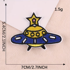 3pcs Alien Spaceship Embroidery Patches Iron on Cloth Stickers For Girls