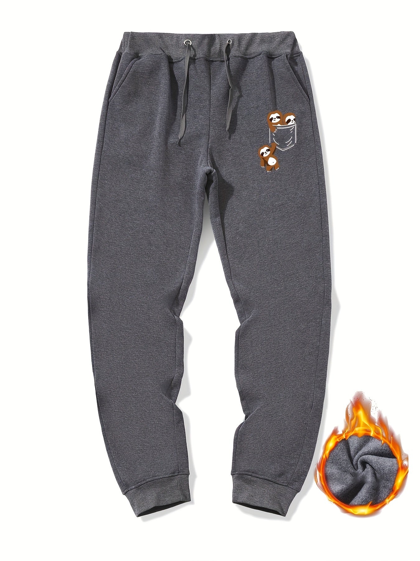 Sloth In Pocket Graphic Drawstring Joggers Men's Sweatpants