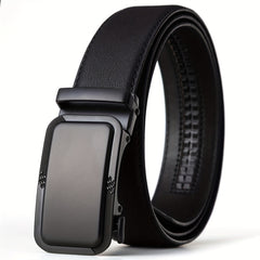 Men's Automatic Buckle PU Belt for Uniform Dress