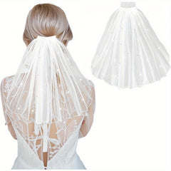 Short Bridal Veil with Satin Edge and Comb - Wedding Accessory