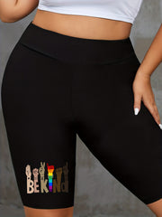 Women's Plus Graphic High Rise Fitness Shorts