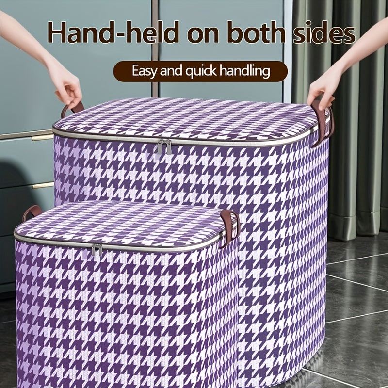 Purple Houndstooth Pattern Storage Bag