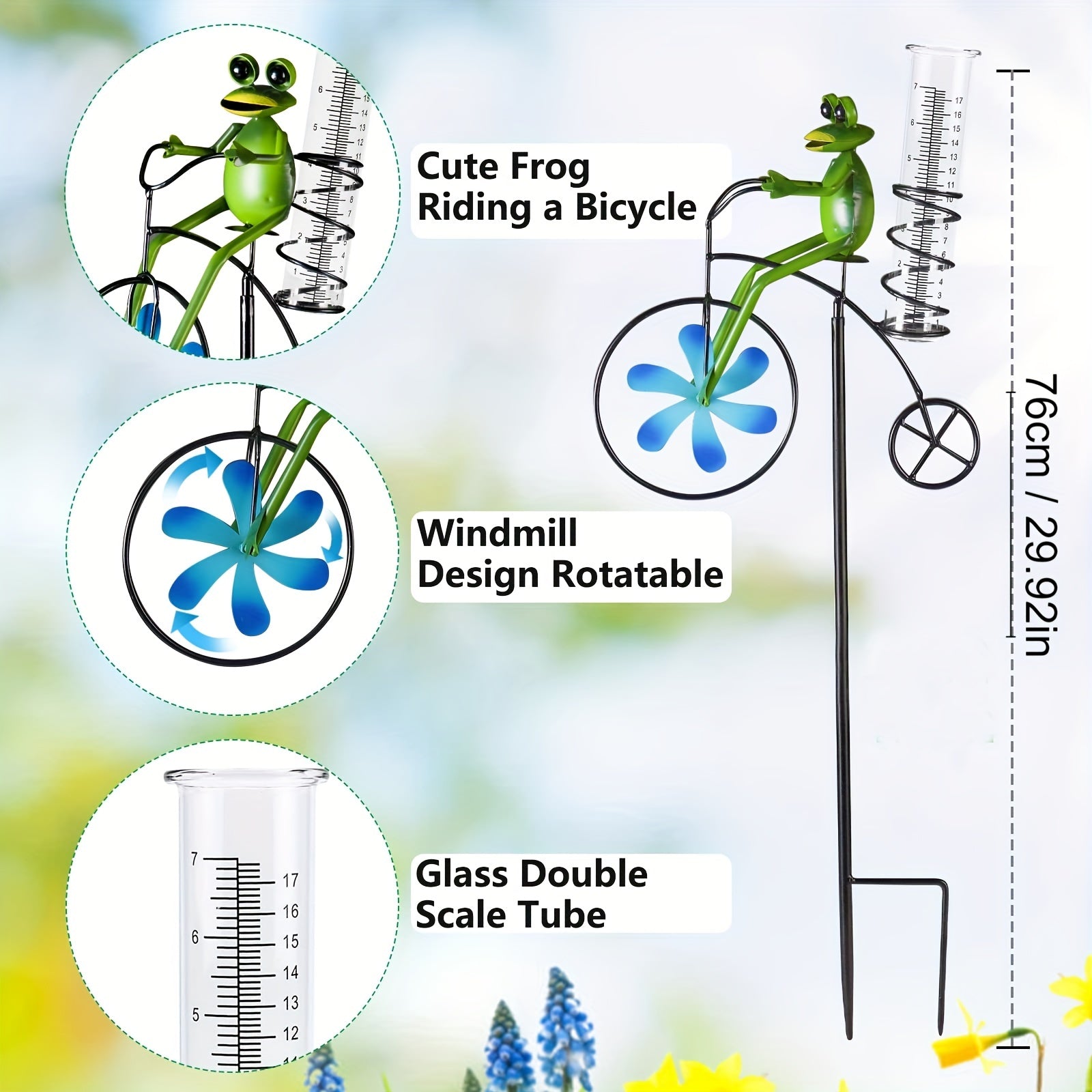Glass Rain Gauge Outdoor 17 Capacity Upgrade with Stake