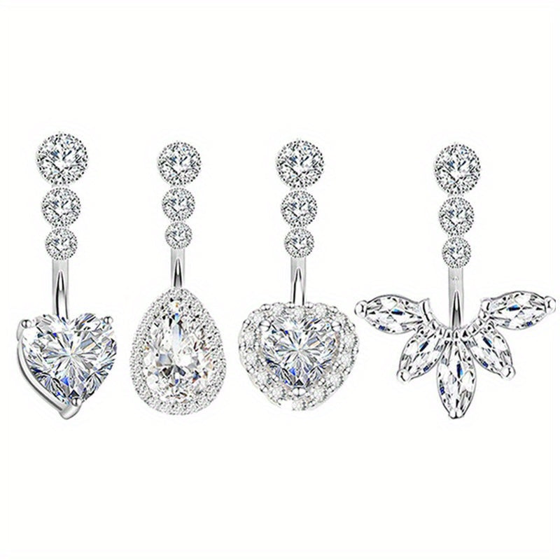4PC Bee Navel Bar Pack Cz Belly Ring Set Women Belly Button Piercing