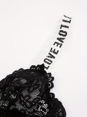 Sexy Bra Women's Plus Floral Lace Letter Tape Hook & Eye Bra