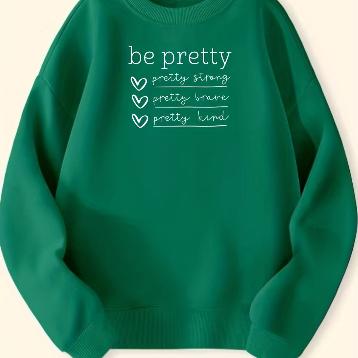 Girls Be Pretty Letter Print Crew Neck Sweatshirt Top Long Sleeve Pullovers