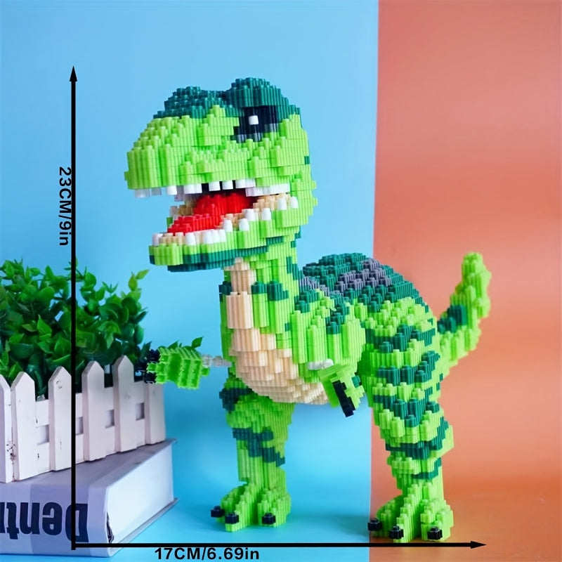 Green Dinosaur Brick Toy - DIY 3D Puzzle for Christmas & Birthdays