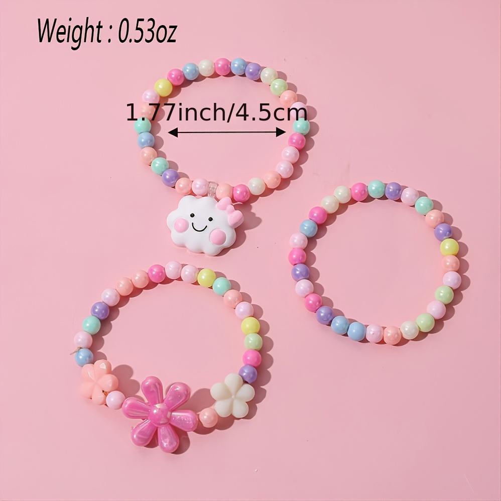 3pcs Unicorn Pendant Beaded Bracelet Set For Kids