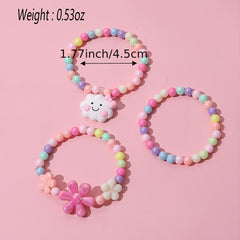 3pcs Unicorn Pendant Beaded Bracelet Set For Kids