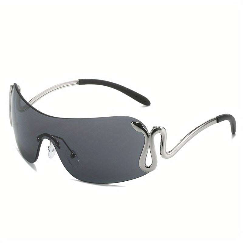 Y2K Rimless Sunglasses Snake Temple UV400