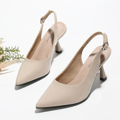 Women's Patent Leather Slingback High Heels Buckle Sandals