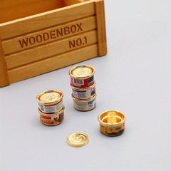 3pcs Dog and Cat Food Cans 1:12 Dollhouse Mini Pet Scene Model