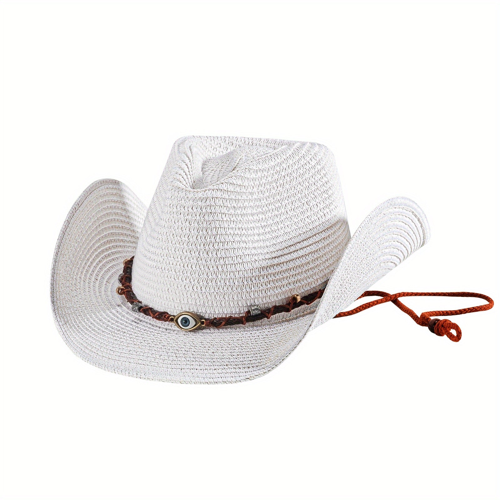 Men's Vintage Wide Brim Cowboy Straw Sun Hat