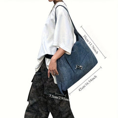Fashionable Leather Tote Bag with Buckle Closure