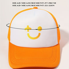 Printed Trucker Hat Block Baseball Cap Adjustable Mesh Sunshade Dad Hat