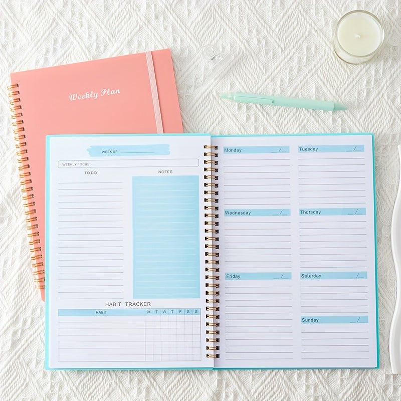 Undated Weekly Goals Notebook Spiral Binding Planner PP Cover 17.78 X 25