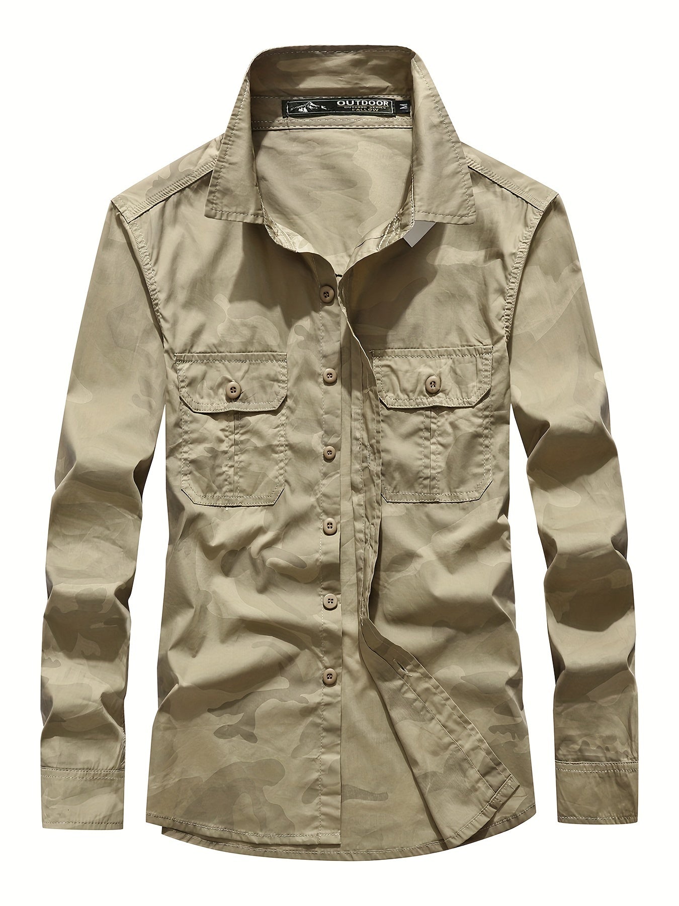 Camouflage Pattern Men's Breathable Long Sleeve Button Up Shirt