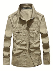 Camouflage Pattern Men's Breathable Long Sleeve Button Up Shirt