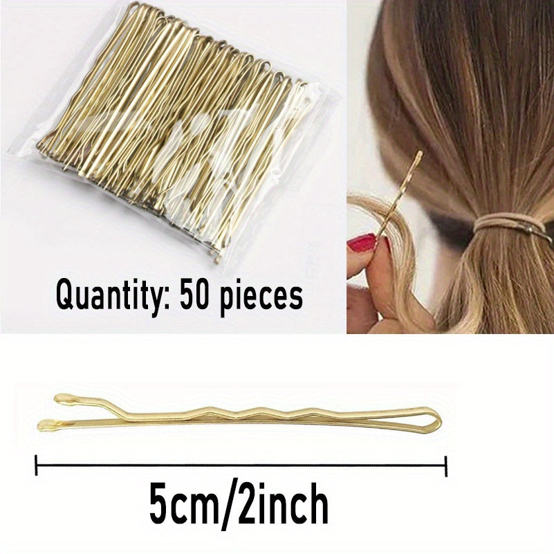 50pcs Long Golden Bobby Pins for Thick Hair