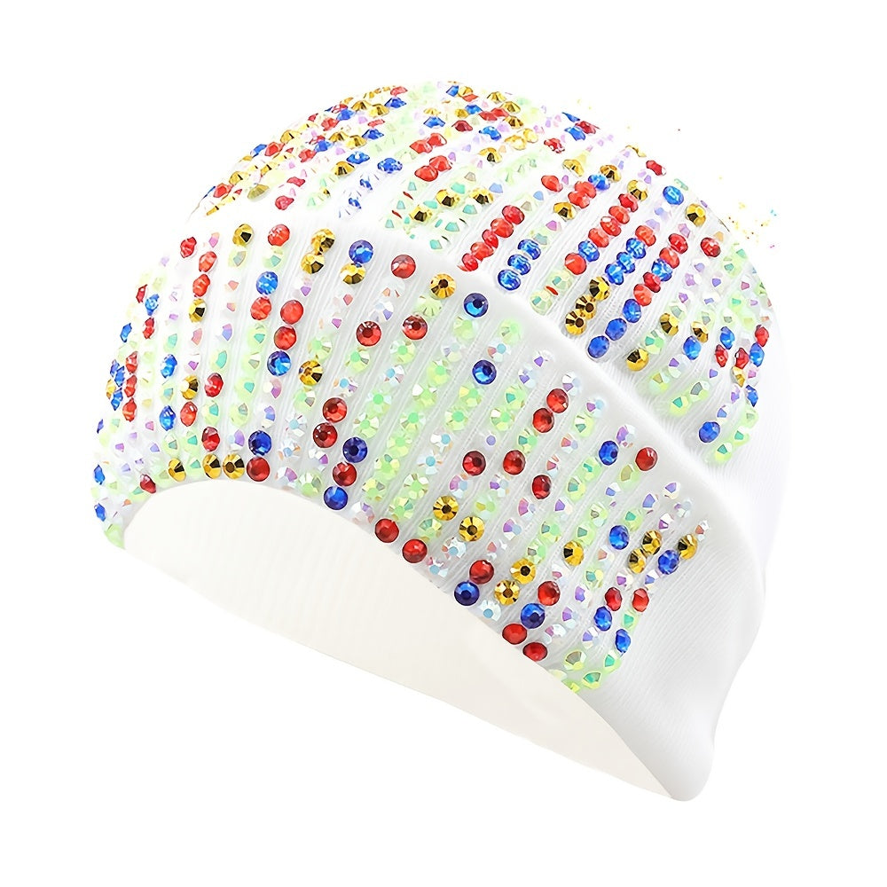 Rhinestone Knitted Hat Elastic Beanie Cap Women Hair Accessories
