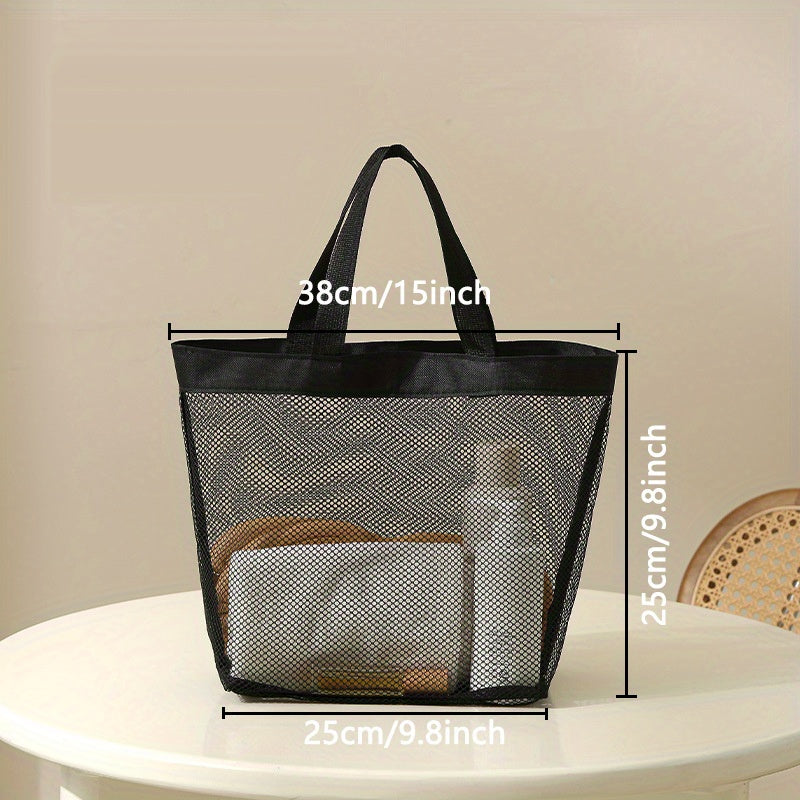 Mesh Summer Beach Bag with Pockets Large Capacity Tote Bag